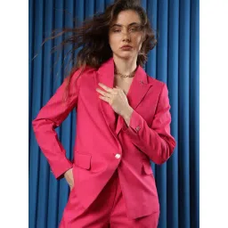 RAREISM Pink Polyester Solid Long Sleeves Blazer-picture-20