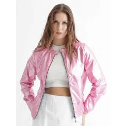 RAREISM Pink Polyester Solid Long Sleeves Jacket image 1