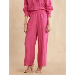 RAREISM Pink Viscose Blend Solid Trousers-picture-37