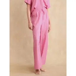 RAREISM Pink Viscose Blend Solid Trousers-picture-39