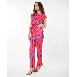 RAREISM Printed Satin Pleated Trousers image 1