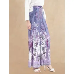 RAREISM Purple Cotton Blend Printed Trousers-picture-34