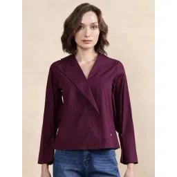 RAREISM Purple Cotton Blend Solid Long Sleeves Top-picture-11
