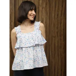 RAREISM Purple Linen Floral Top-picture-14