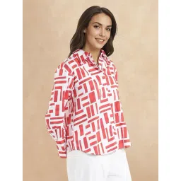 RAREISM Red Cotton Blend Printed Long Sleeves Shirt-picture-34