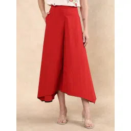 RAREISM Red Cotton Blend Solid Trousers-picture-26