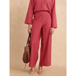 RAREISM Red Cotton Printed Trousers-picture-46