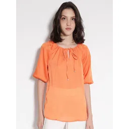 RAREISM Tie Up Neck Puff Sleeves Top image 1