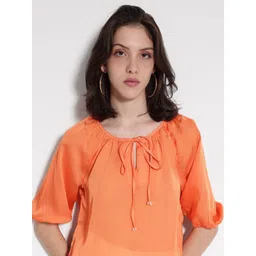 RAREISM Tie Up Neck Puff Sleeves Top image 5