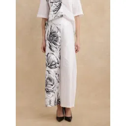 RAREISM White Cotton Blend Printed Trousers-picture-15