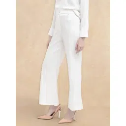 RAREISM White Cotton Solid Trousers-picture-25