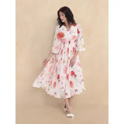 RAREISM White Polyester Printed Three-Quarter Sleeves Dress-picture-40