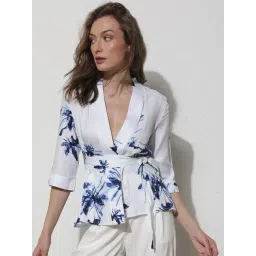 RAREISM White Viscose Printed Three-Quarter Sleeves Shrug-picture-30