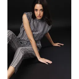 RAREISM Women Black & White Printed Trousers-picture-34