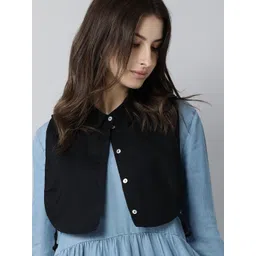 RAREISM Women Black Cotton Crop Shrug image 2