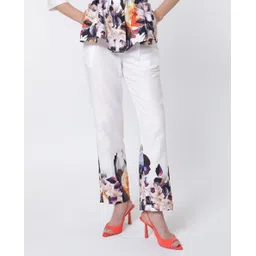 RAREISM Women Floral Printed Mid Rise Slim Fit Cotton Trousers-picture-18