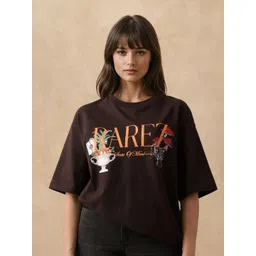 RAREISM Women Graphic Printed Round Neck Cotton Oversized T-shirt-picture-11