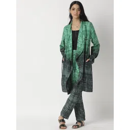 RAREISM Women Green Printed Cotton Tailored Trousers-picture-11