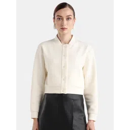 Rareism Women Off White Cotton Blend Stand Collar Regular Fit Jacket-picture-11