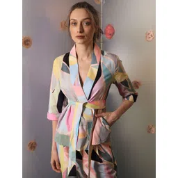 RAREISM Women Pink Geometric Tailored Jacket-picture-11