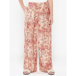 RAREISM Women Printed Tailored Loose Fit High-Rise Trousers-picture-27