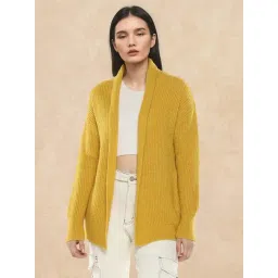 RAREISM Yellow Blended Solid Long Sleeves Shrug-picture-14