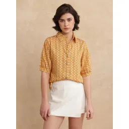 RAREISM Yellow Cotton Blend Printed Short Sleeves Shirt-picture-25