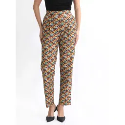 RAREISM Yellow Cotton Blend Printed Trousers-picture-37
