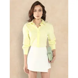 RAREISM Yellow Cotton Solid Long Sleeves Shirt-picture-22