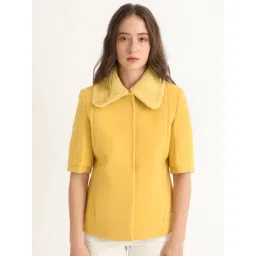 RAREISM Yellow Polyester Solid Short Sleeves Jacket-picture-20