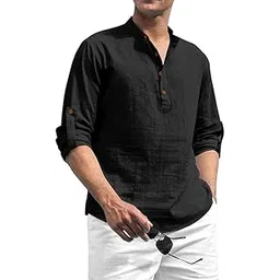 raremark Men Pure Cotton Slim Fit Full Sleeve Short Kurta | Super Soft Stylish Kurta for Any Occasions (KRTBTN22)-picture-28