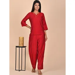 Rashmi Shree Creation Printed V Neck Top With Trousers Co-Ords Set-picture-38