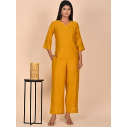 Rashmi Shree Creation V Neck Shirt With Trousers Co-Ords image 1