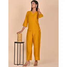 Rashmi Shree Creation V Neck Shirt With Trousers Co-Ords image 2