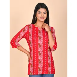 Rashmi Shree Creation Women Floral Printed Round Neck Longline Top-picture-22