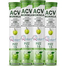 raskam healthcare ACV Moringa 15 Effervescent Tablets 500mg Apple Cider Vinegar With No Added Sugar For Gut Health | Weight Loss | (Pack of 4 Green Apple)-picture-18