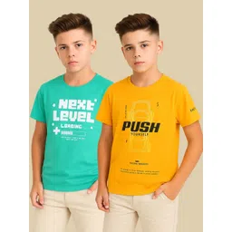 RASPY Boys Pack of 2 Typography Printed Pure Cotton Bio Wash T-shirt-picture-15