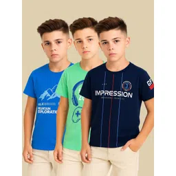 RASPY Boys Pack of 3 Typography Printed Pure Cotton Bio Washed T-shirts-picture-19