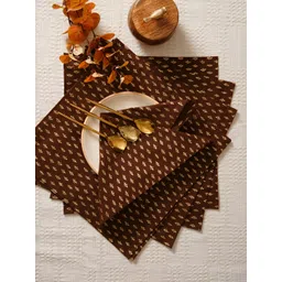 Ratan Cart Brown & Gold-Toned 6 Pieces Printed Cotton Table Napkins-picture-22