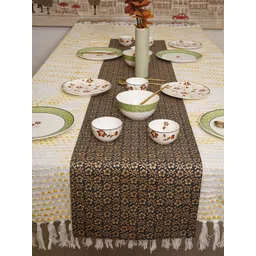 Ratan Cart Grey & Gold-Toned Floral Printed Rectangular Table Runners-picture-31