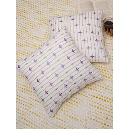 Ratan Cart Purple & White 2 Pieces Floral Embroidered Cotton Square Cushion Covers-picture-14