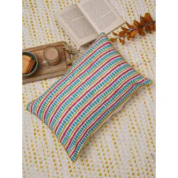 Ratan Cart Sea Green & Pink Geometric Rectangle Cotton Cushion Covers-picture-12