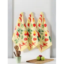 ratan cart TARAN LIVING 3-pcs Red & Yellow Printed Cotton Kitchen Towels-picture-37