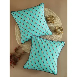 ratan cart TARAN LIVING Blue & Pink 2 Pieces Bird Printed Square Cotton Cushion Covers-picture-37