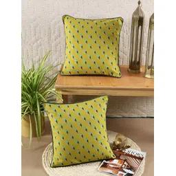 ratan cart TARAN LIVING Green & Blue 2 Pieces Bird Printed Square Cotton Cushion Covers-picture-30