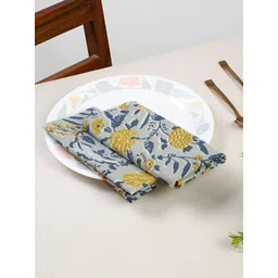 ratan cart TARAN LIVING Green & Grey  4 Pieces Floral Printed Cotton Dinner Table Napkins-picture-26