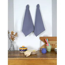 ratan cart TARAN LIVING Grey 2 Pieces Cotton Kitchen Towels-picture-10