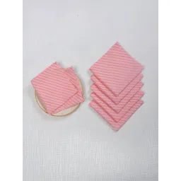 ratan cart TARAN LIVING Pink & White 6 Pieces Printed Cotton Line Table Napkins-picture-25