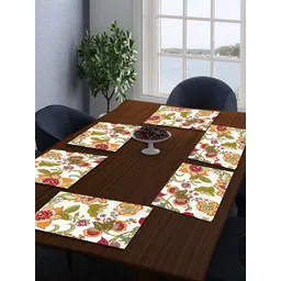 ratan cart TARAN LIVING Red & Green 6 Pieces Floral Printed Cotton Table Placemats-picture-34