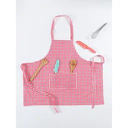 ratan cart TARAN LIVING Red & White Polka Dot Printed Cotton Bib Apron-picture-22